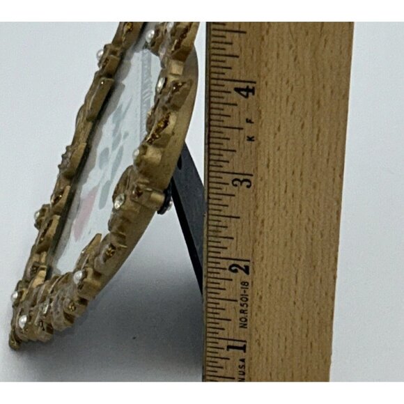 Special Moments Frame Heart Shaped Gold Pearl Rhinestone Valentine Wedding 3 x 3 - Picture 5 of 5